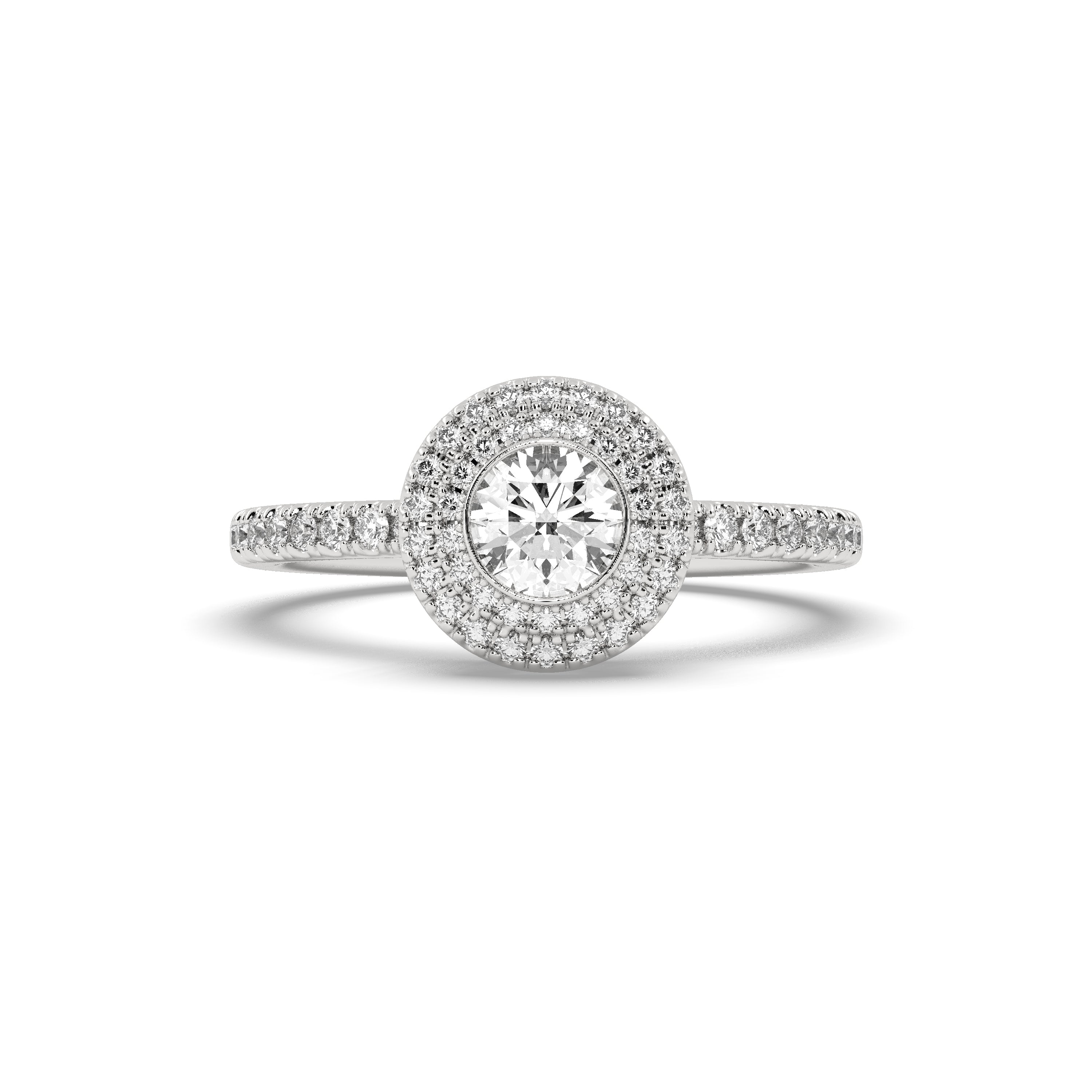 White Gold Studded 1.116 Carat Lab Grown Diamond Ring-E Color VS2 Clarity.